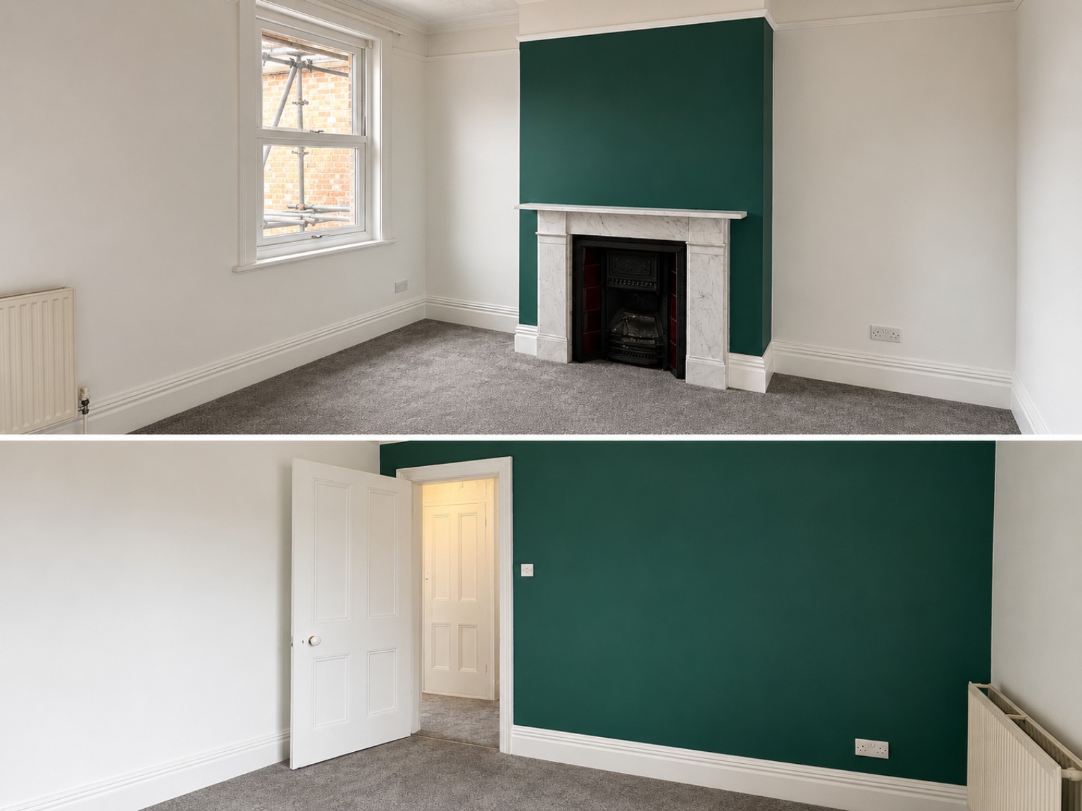 Finished room with green feature wall