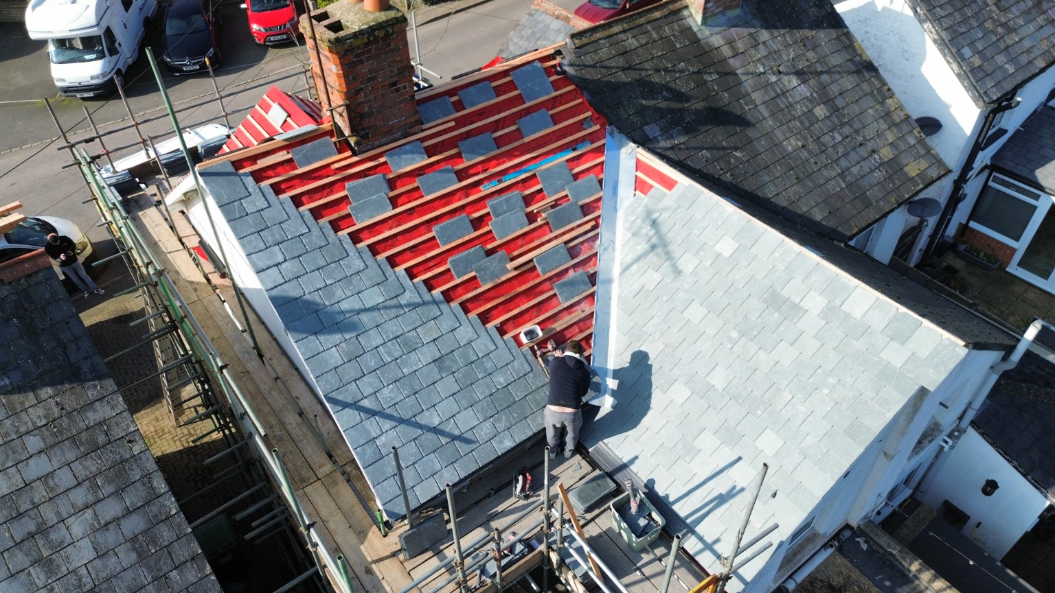 Roof replacement in progress
